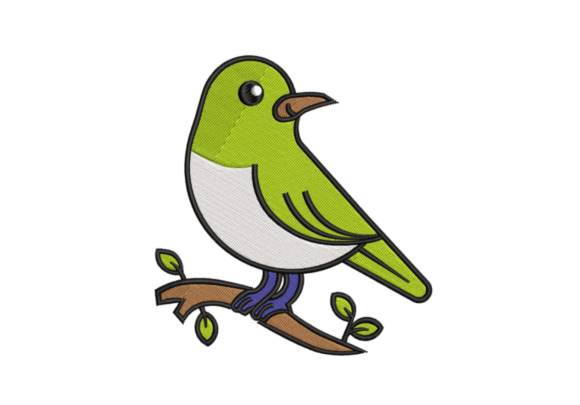Birdie on a Branch Embroidery Design