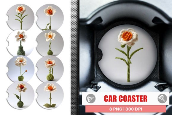 Car Coaster Flower Embroidery
