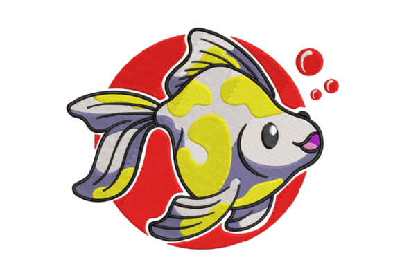 Circle Splash Fish Embroidery Design