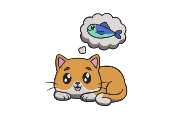 Dreamy Cat Embroidery Digitizing Design