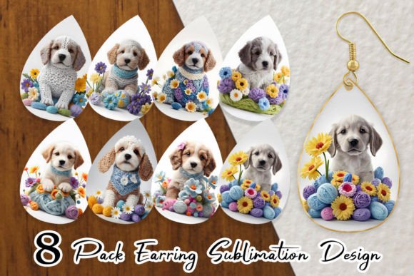 Earring Puppy Easter Embroidery