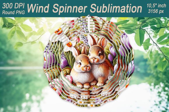 Easter Embroidery Bunny Wind Spinner