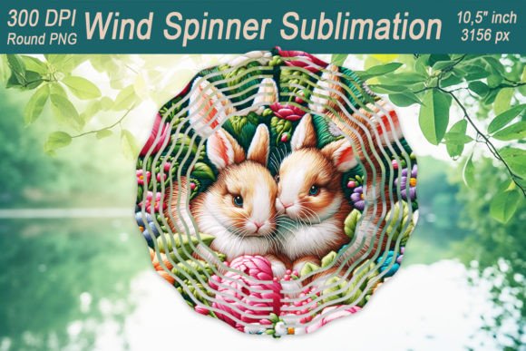 Easter Rabbit Embroidery Windspinner PNG