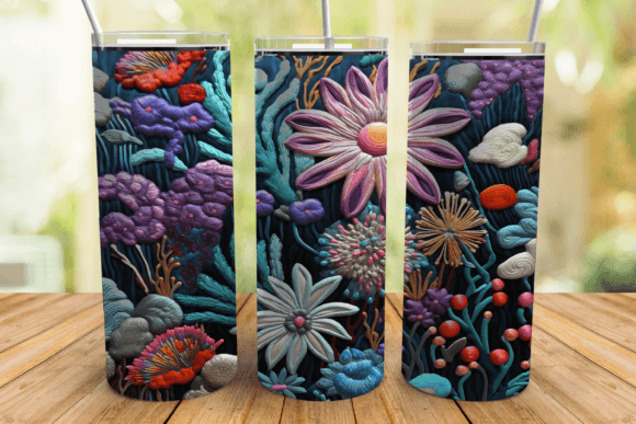 Embroidery Floral 20oz Skinny TumblerPng