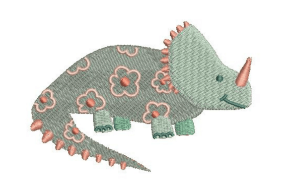 Floral Dinosaur Embroidery Design