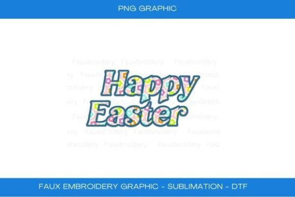 Happy Easter Faux Embroidery Jean Patch