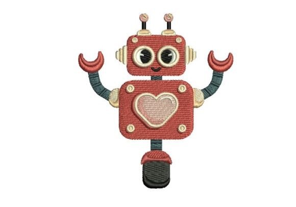 Little Red Robot Embroidery