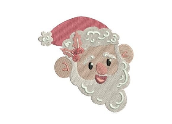 Pink Christmas Santa Embroidery