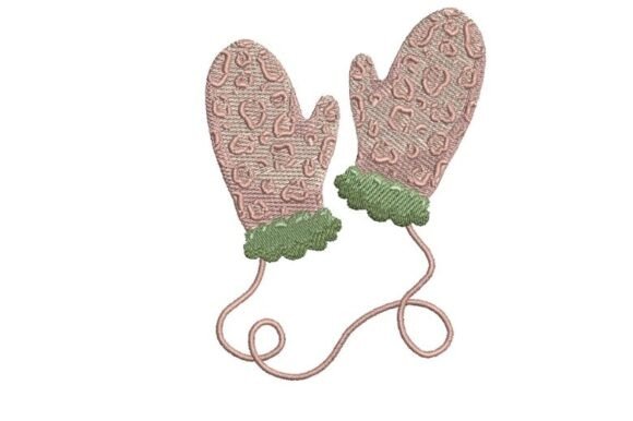 Pink Leopard Print Mittens Embroidery