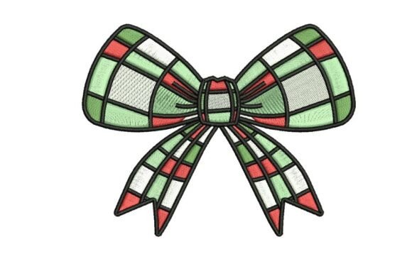 Plaid Christmas Bow Embroidery Design