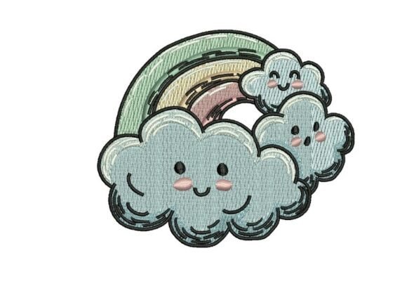 Rainbow and Clouds Embroidery