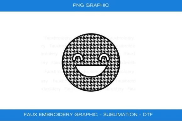 Smiley Face Houndstooth Faux Embroidery