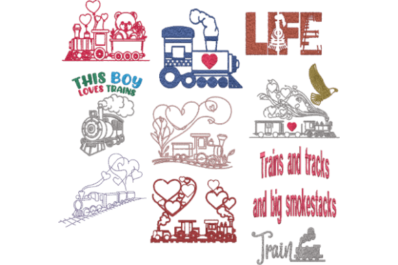 Trains Machine Embroidery Design