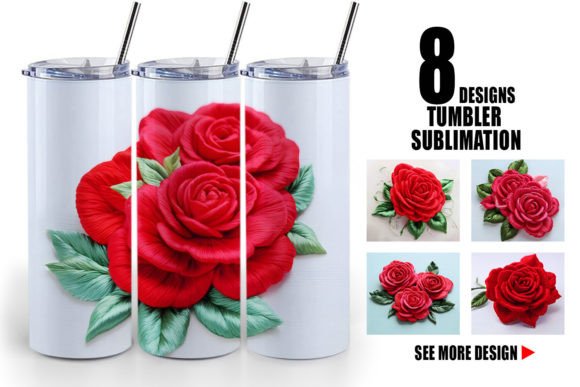 Tumbler 3D Rose Embroidery for Small Business Merch