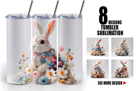 Tumbler Bunny Easter Embroidery
