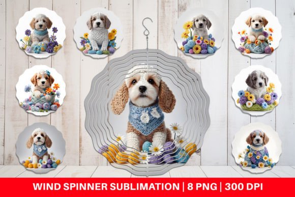 Wind Spinner Puppy Easter Embroidery